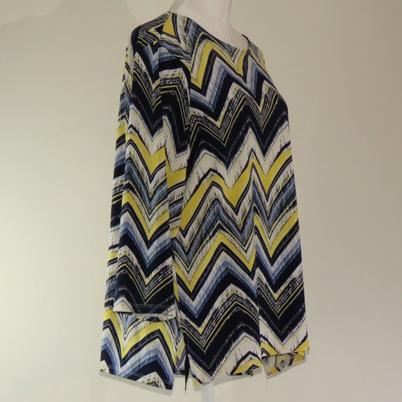 Alfred Dunner Zig Zag Print 3/4 Sleeve Pullover Textured Blouse Size L (C1047) - Picture 3 of 6